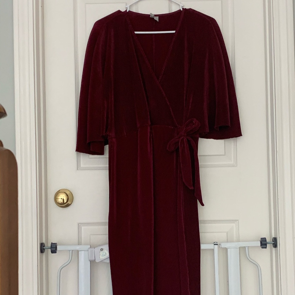 ASOS burgundy velvet corduroy formal dress
